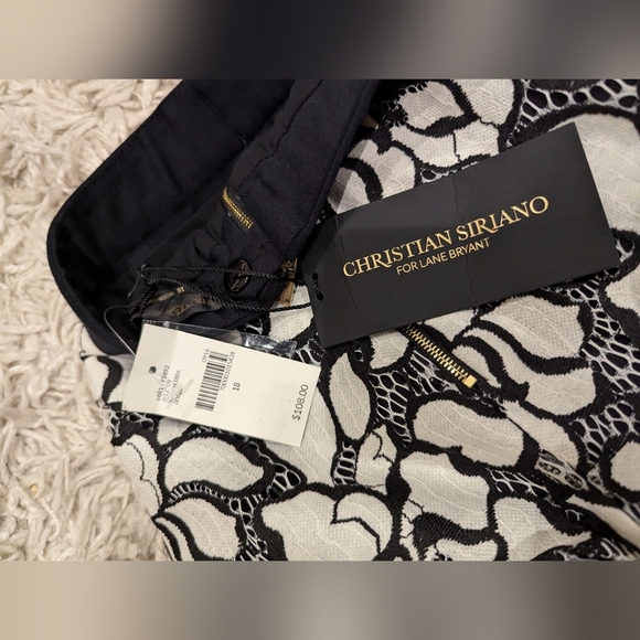 NWT designer Black and White Floral Lace Skirt Christian Siriano women's Sz 18 - Picture 13 of 16